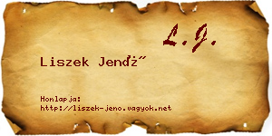 Liszek Jenő névjegykártya